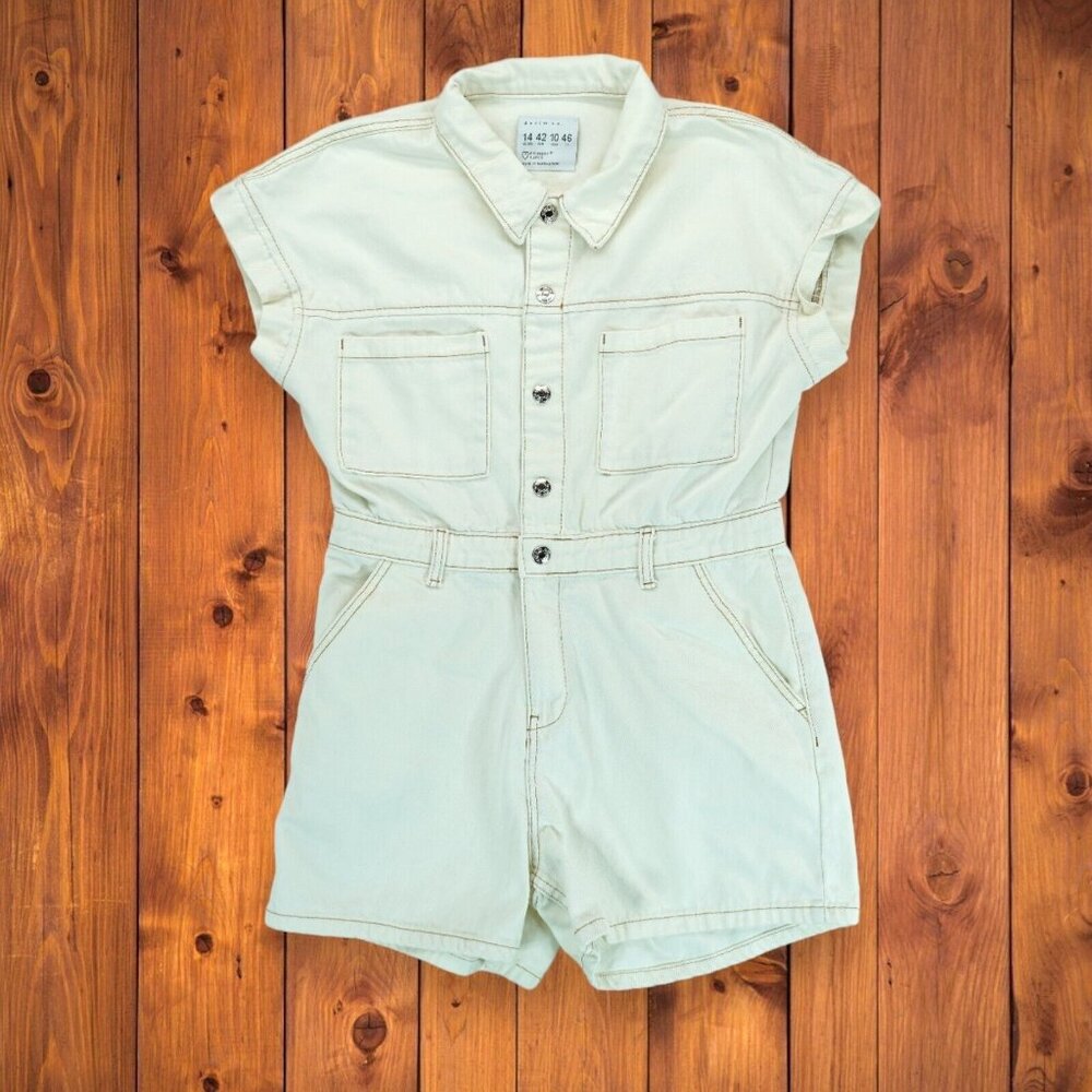 Denim Co Primark Cares‎ Denim Short Romper Off-White Ecru - Size 10